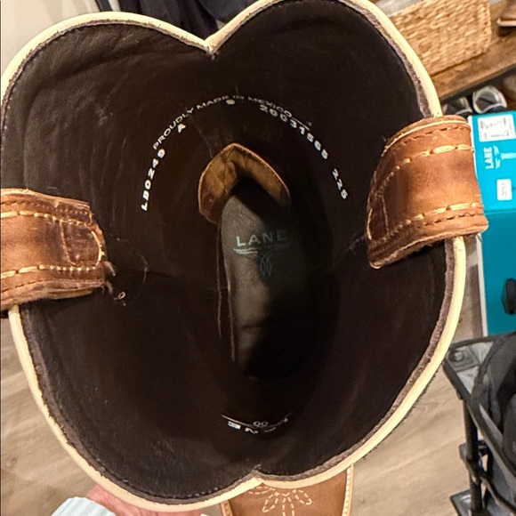 Lane BRIDLEWOOD Womens Square Toe Cowboy Boots Brown Navy Western Size 9 - Picture 14 of 16